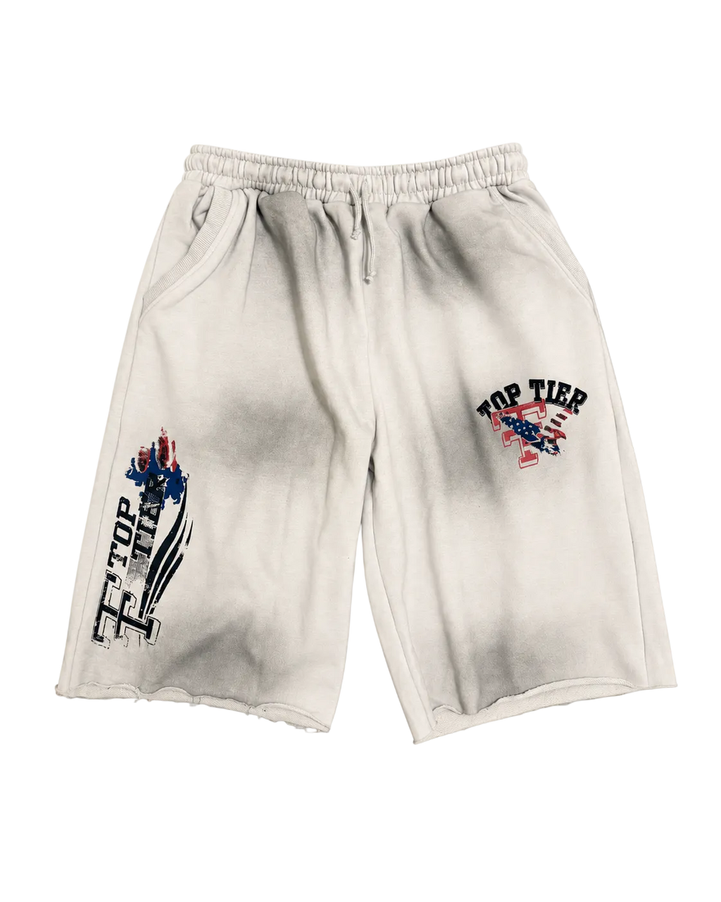 Top Tier Washed Graphic Shorts — Cloud Grey