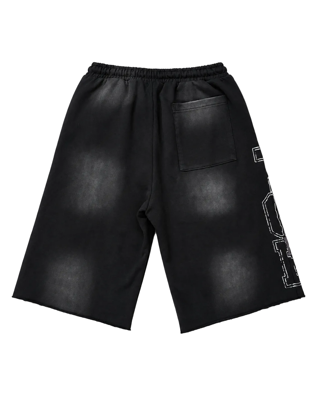 Top Tier Washed Graphic Shorts — Black