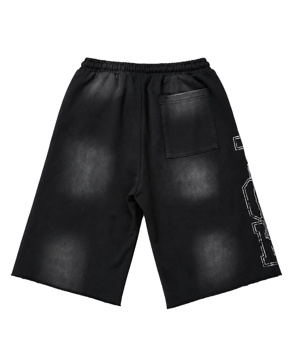 Top Tier Washed Graphic Shorts — Black
